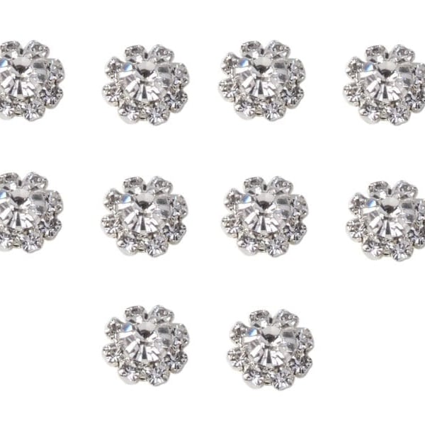 10 x Silver Round Rhinestone Diamante Crystal Embellishment 12mm Flat Back Reall