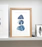 Pebbles collagraph print  Stone Collection III blue  - Image 3