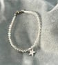 Handmade Clear Crystal Bicone Beaded Bracelet with Silver Star Charm