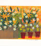 Patio Pots in a row. Mono print with paint - Original artwork - Image 1