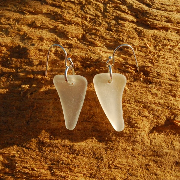 Sea glass earrings icicle shape