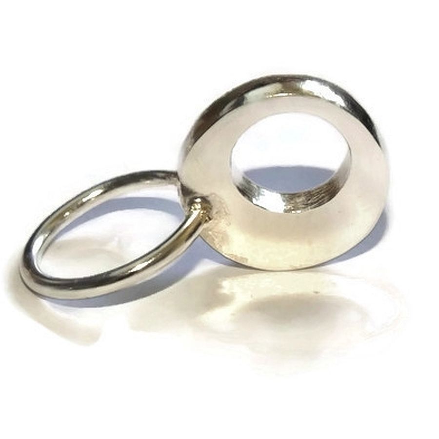 sterling silver handmade round hollow form ring