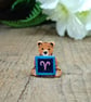 Aries Bear Pin, Handmade Tiny Star Sign Wooden Teddy Badge
