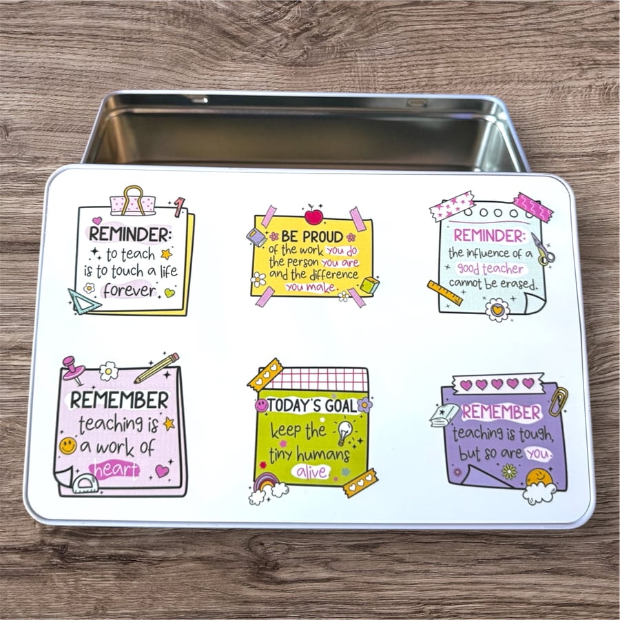 Teacher Affirmation Keepsake Tin - Personalised Snack Tin - Thank You Gift