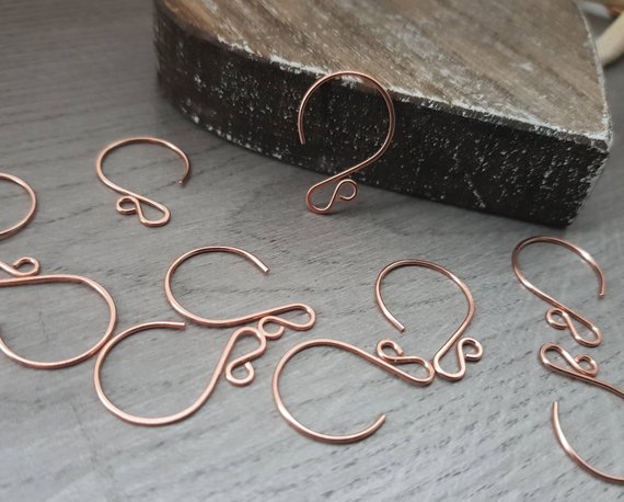 LUNA - Raw Copper Circle Handmade Ear Wires - 5, 10 or 20 Pairs