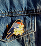 Bullfinch and Blossom Wooden Pin