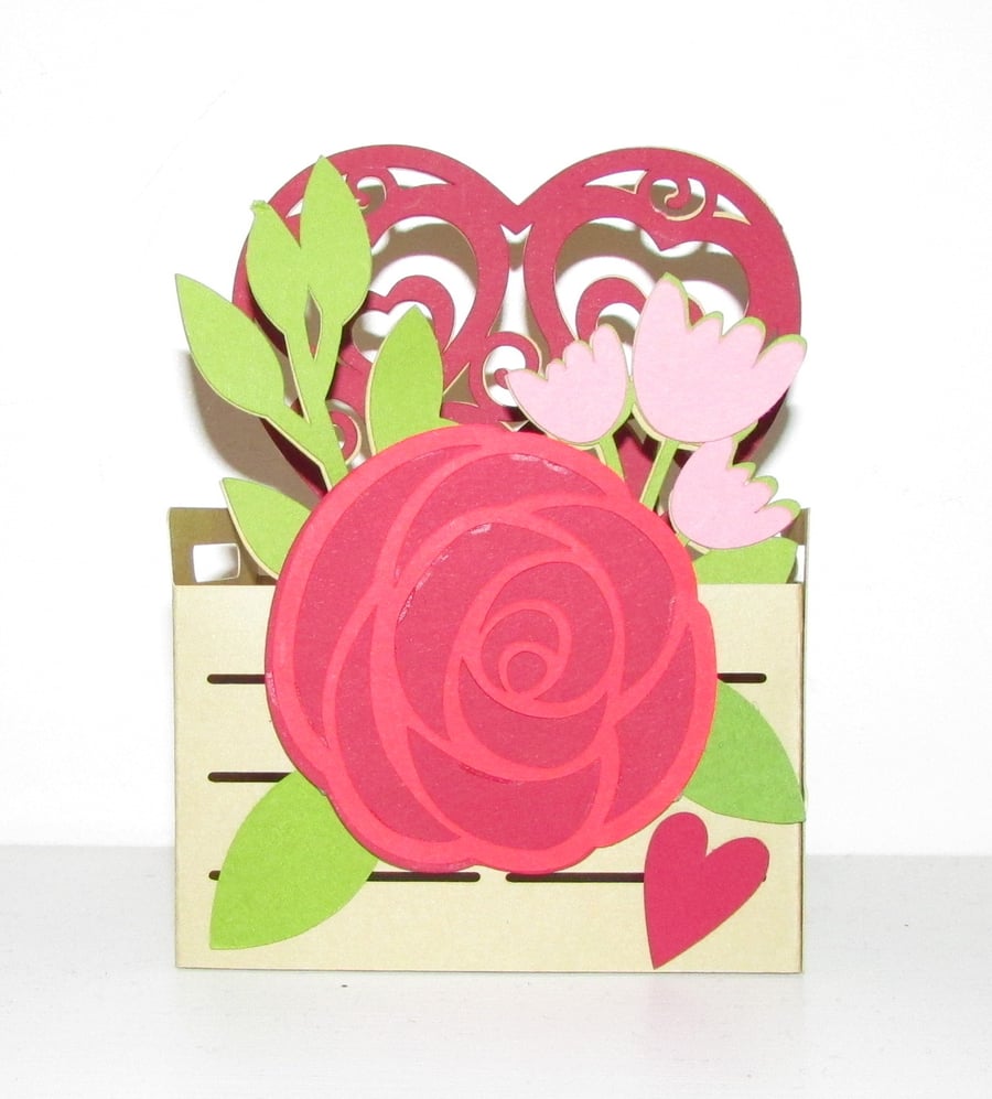 Love Flowers Crate Pop Up Card