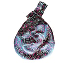 Hobo tote bag - reversible with silky pink & cream paisley  with plain cream 