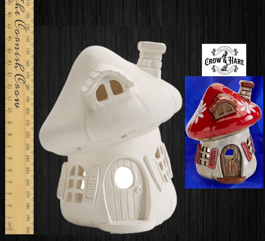 Ready to paint at home pottery Toadstool fairy lamp night light ceramic bisque