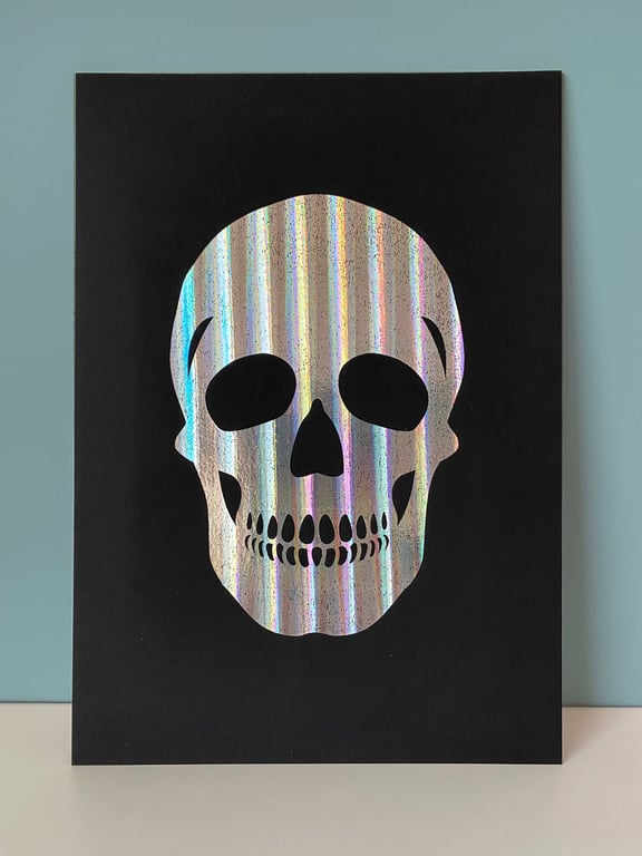 A4 Holographic Skull Wall Art Poster