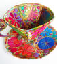 Teacup and Saucer Textile Art Sculpture Free Machine Embroidery  - Image 5