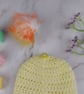 Lemon Yellow Crochet Baby Hat with Rainbow Faux Fur Pom - Newborn to 3 Months  - Image 7