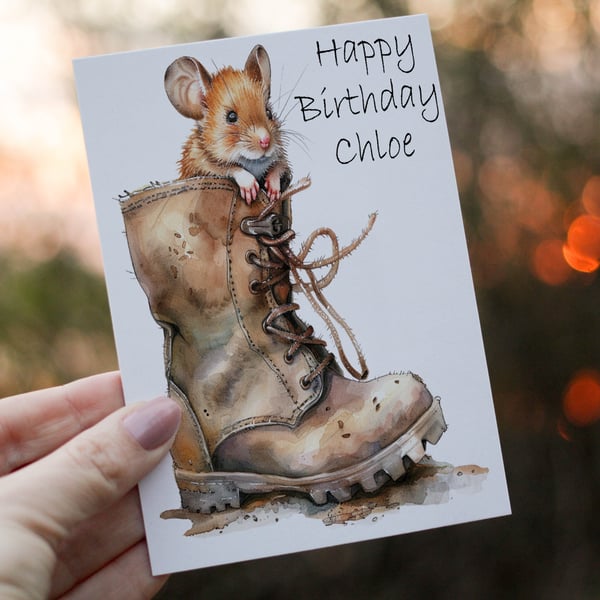 Mouse Birthday Card, Mouse Birthday Card, Personalized Card, Mouse Greeting Card