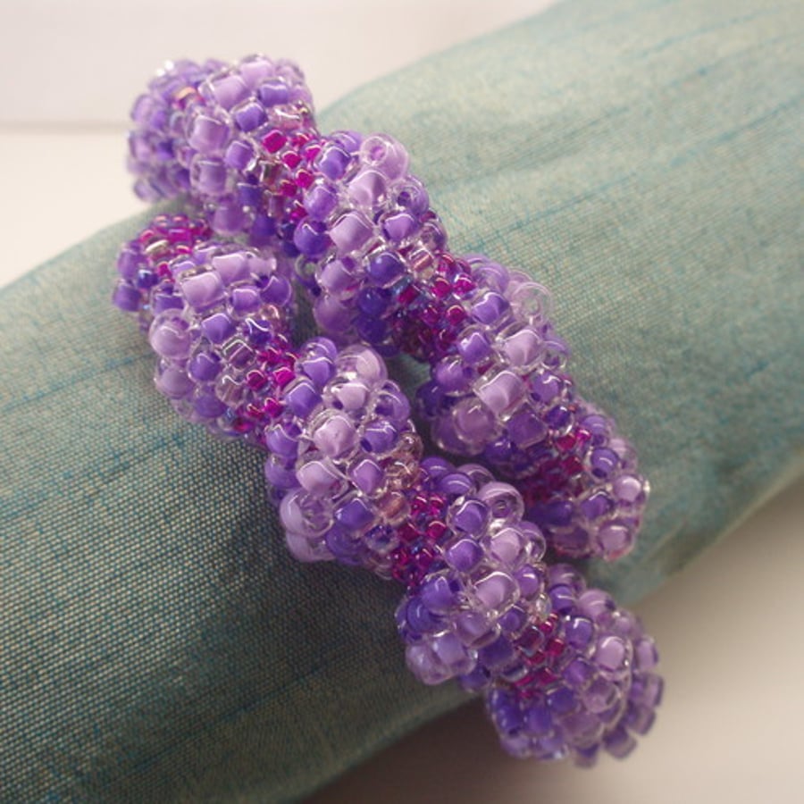 Purple beaded spiral bracelet