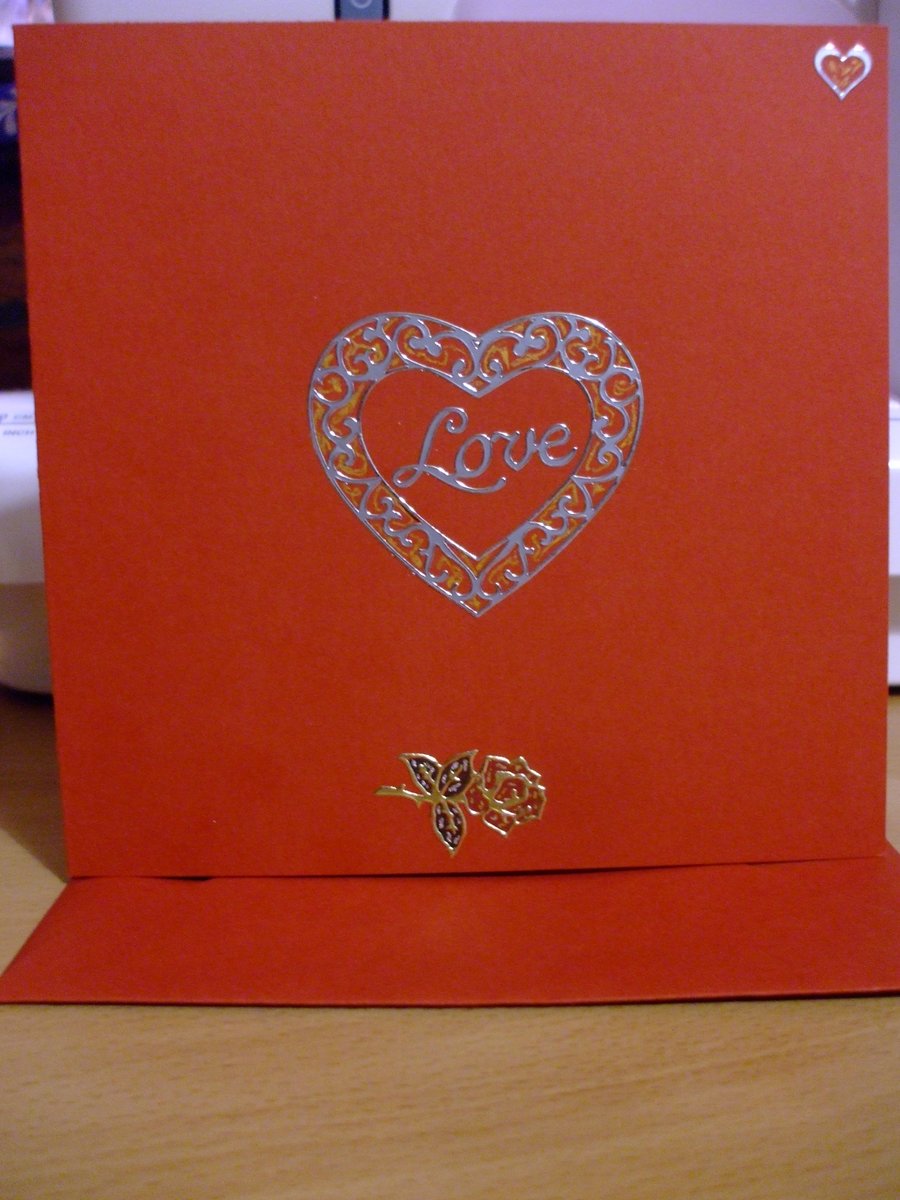 Heart and Rose Anniversary Card