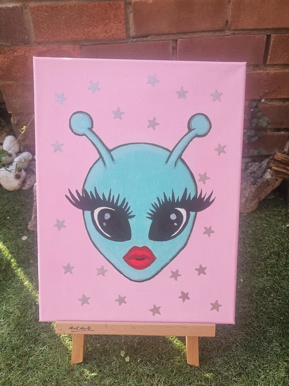 Glamorous Alien Acrylic on Canvas 28 x 36 cms original artwork painting