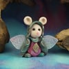 Spring Sale ... Tiny Flurrier Mouse 'Mahri' with silver wings OOAK Sculpt