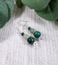 Earrings, Sterling Silver, Chrysocolla and Aquamarine Droppers - Image 1