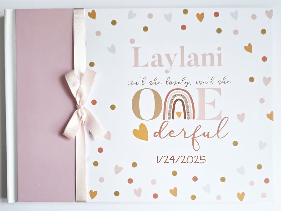 Isn't she Onederful Birthday guest book. Onderful girl birthday gift