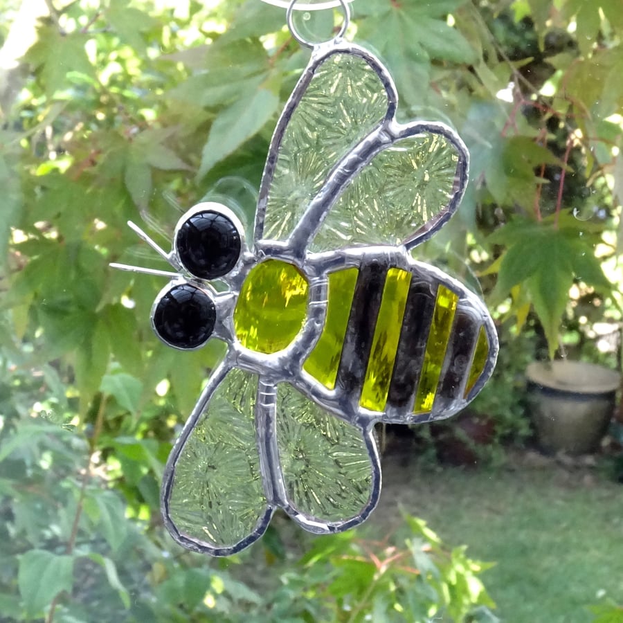 Bee Stained Glass Suncatcher - Handmade Hanging Decoration