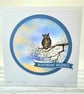 Owl Birthday Card - handcrafted, sunset, birthday wishes