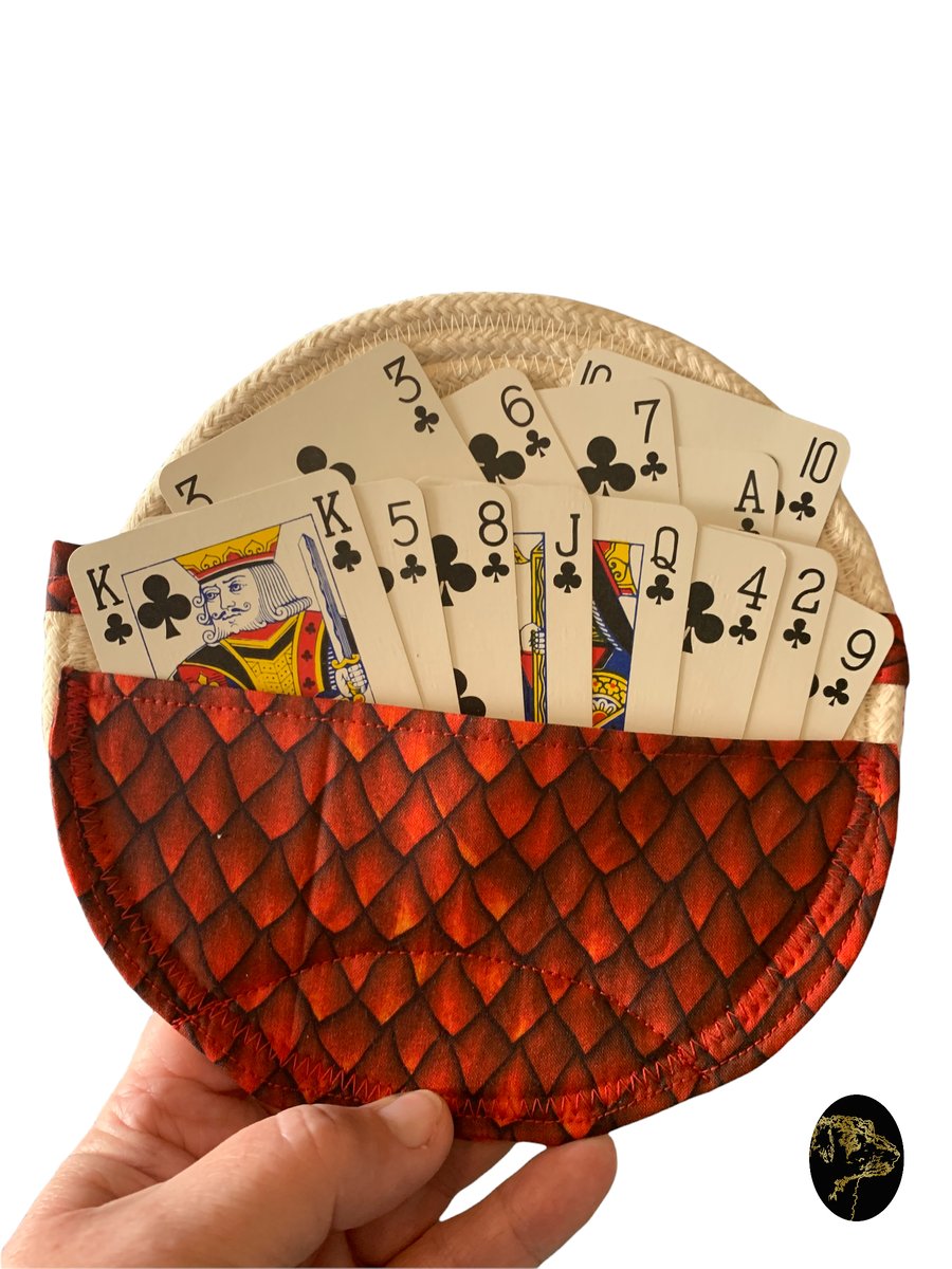 Playing Card Holder - 13 Cards- Red Dragon Scales 