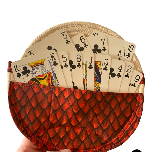 Playing Card Holder - 13 Cards- Red Dragon Scales 