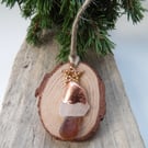 Sea Glass Copper Foil Christmas Tree Gold Beaded Star Christmas Decoration T085