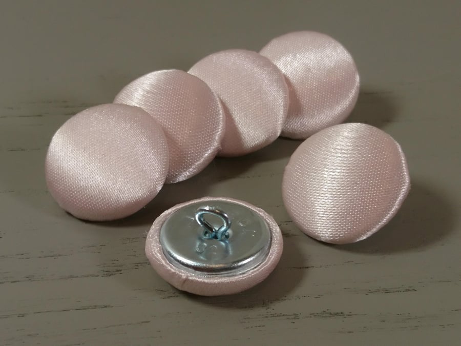 Pink Satin Covered Fabric Buttons - Choice of Button & Pack Sizes
