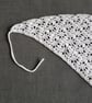 Lace Bandana Head, Floral Design, White Cotton - Image 3