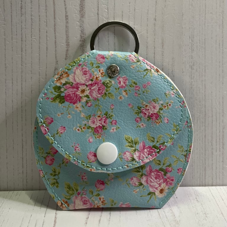 Coin Purse, Key Ring, Aqua by  Carolee Crafts  PB5 - 008