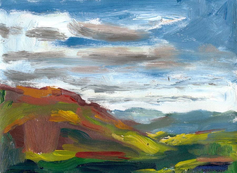 Original landscape painting, oil on canvas: "Evening Slopes, Howgill Fells"
