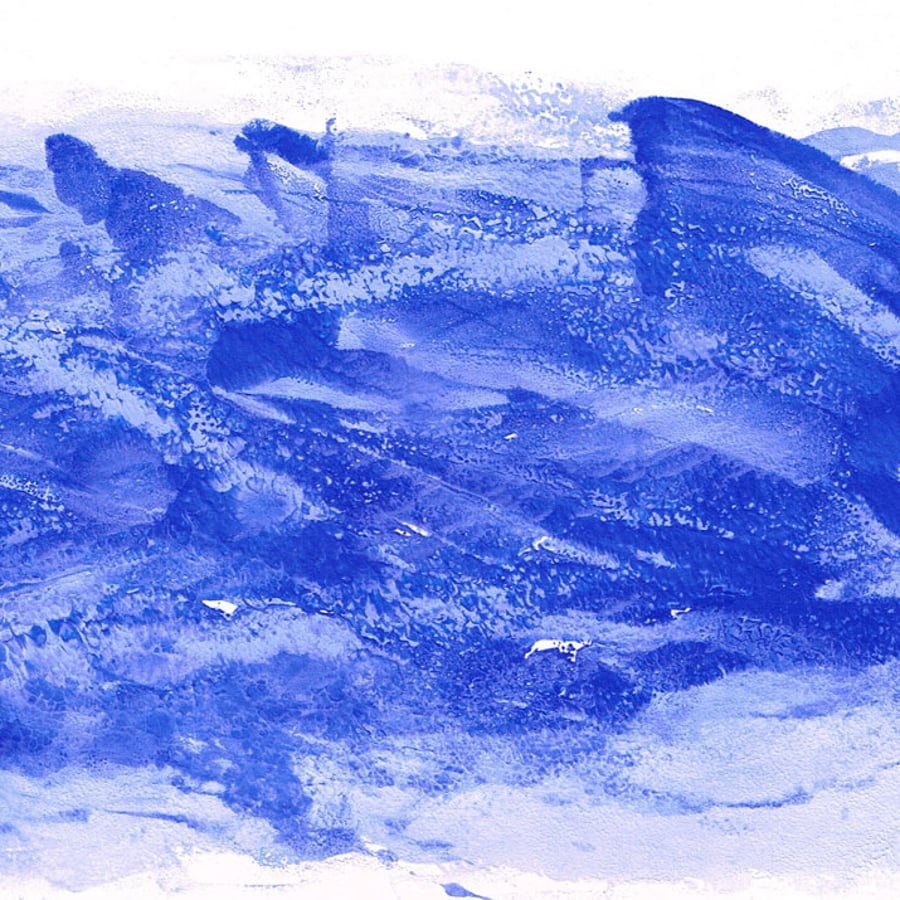 Seascape Abstract Art - High Tide - Original Mono Print OOAK
