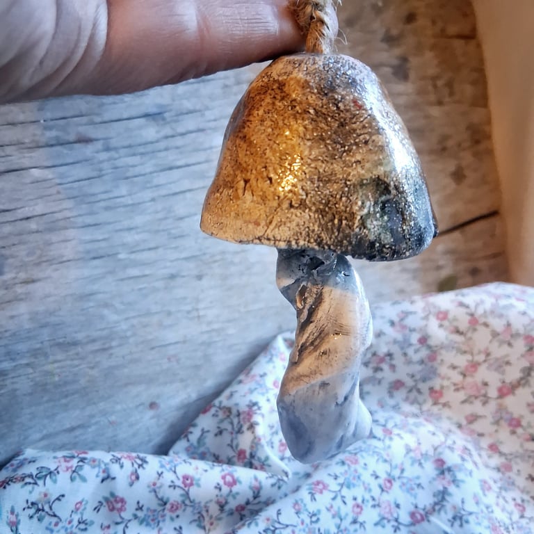 ceramic hanging mushroom brown large