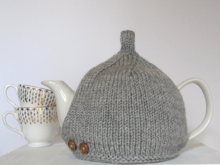 Tea Cosy in Grey Aran Wool