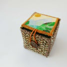 Handmade keepsake box with hand painted fabric lid