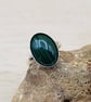 Simple oval Malachite ring. Women's Adjustable ring. 14x10mm - Image 1