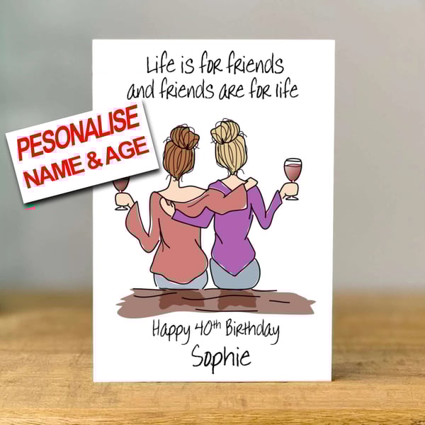 Personalised Friends Birthday Card, mum, sister, daughter, gran