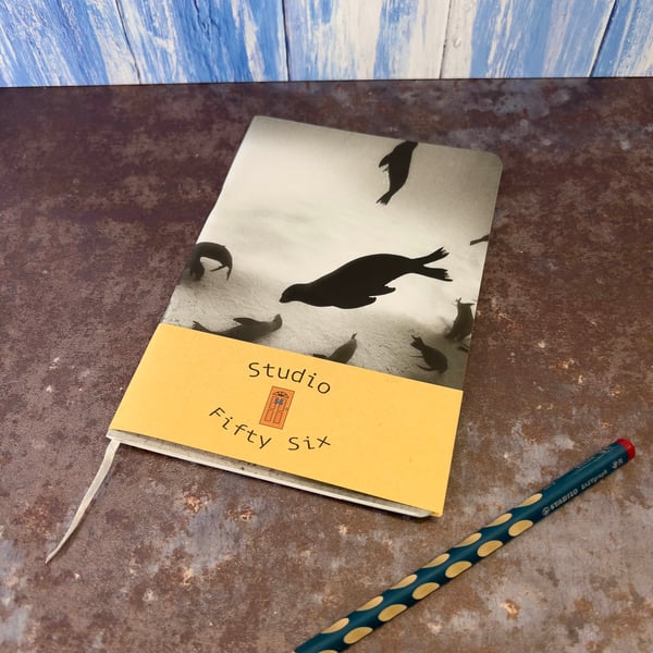 Notebook, Marine themed, A5 (ish), made from up-cycled and recycled materials.