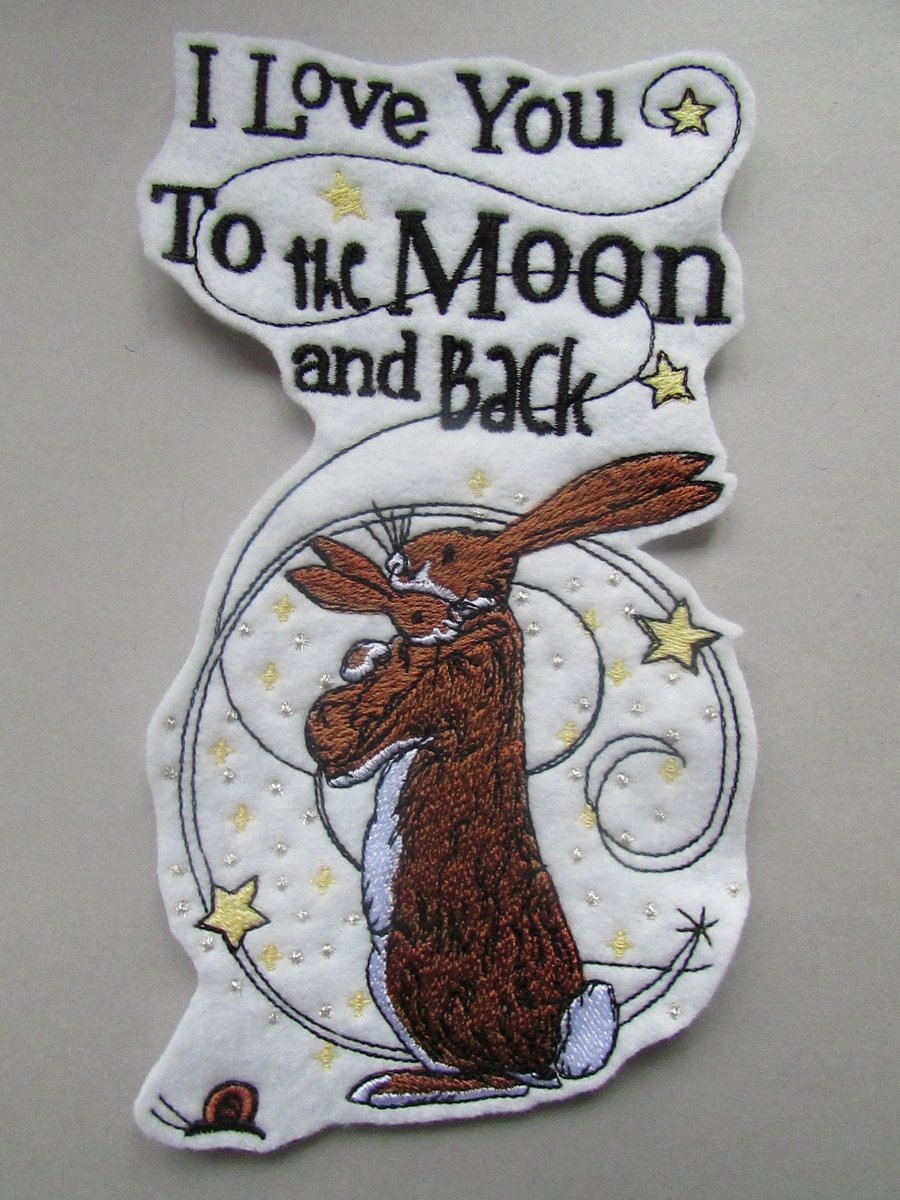 Bunny Hugs I Love You Embroidered Sew on Applique Patch