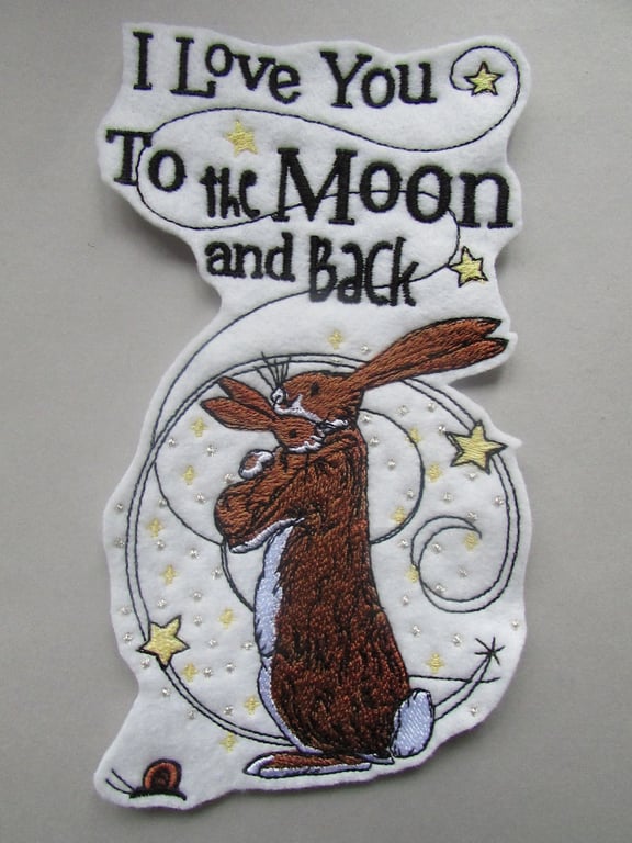 Bunny Hugs I Love You Embroidered Sew on Applique Patch