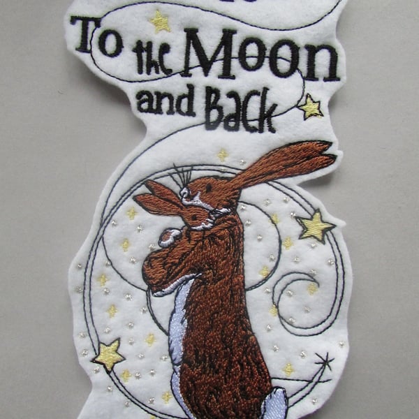 Bunny Hugs I Love You Embroidered Sew on Applique Patch
