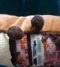 Lovely Hand Sewn Wool Tapestry Cushion Old Fashioned Shop Bay Window Bobble Trim - Image 4