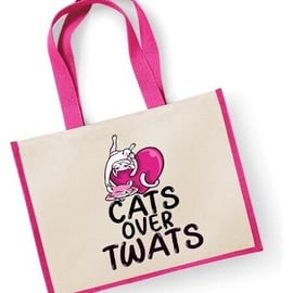 Cats Over Twats Large Classic Jute Shopper Bag Hilarious Eco-friendly Gift