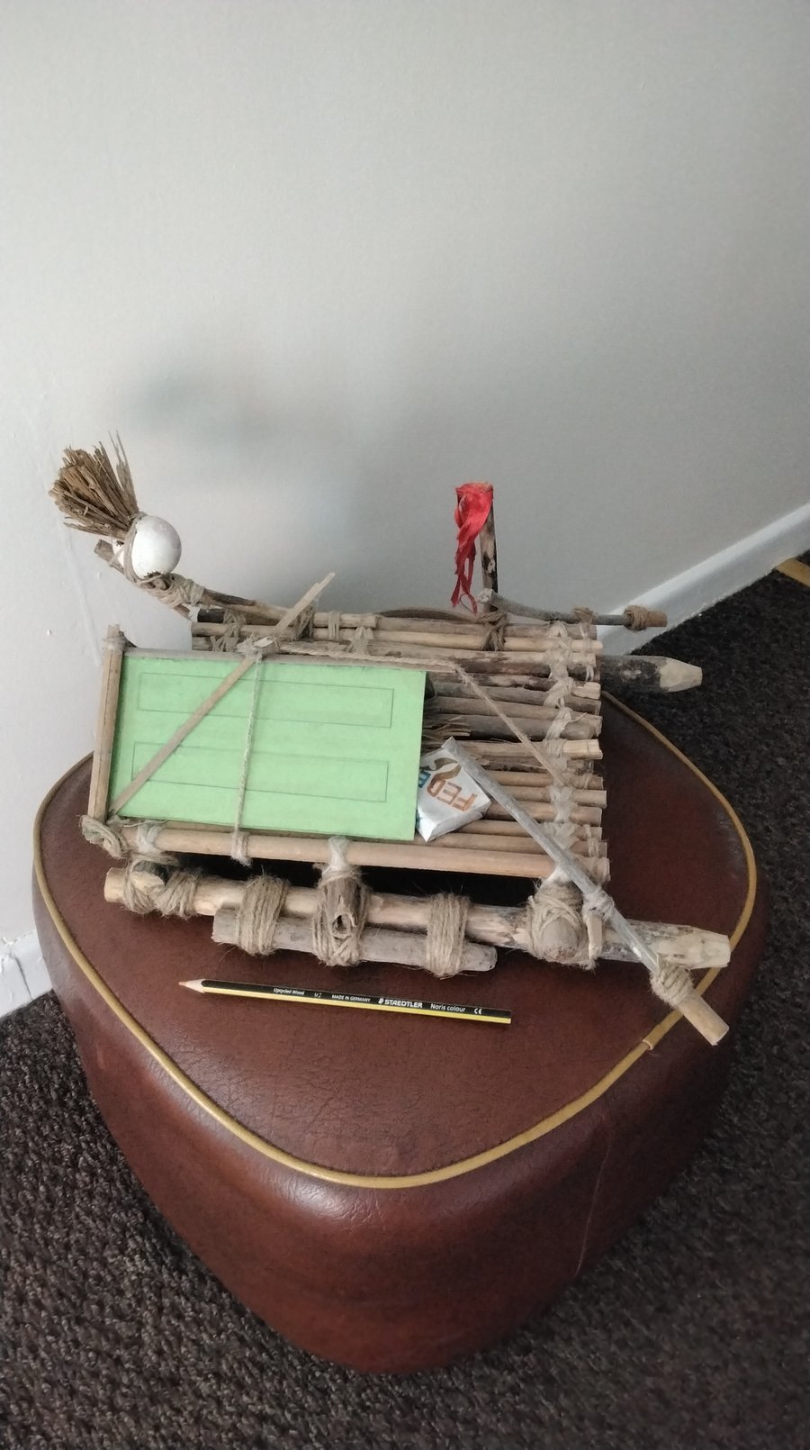 Beach foraged, handmade 'Cast away' raft. 