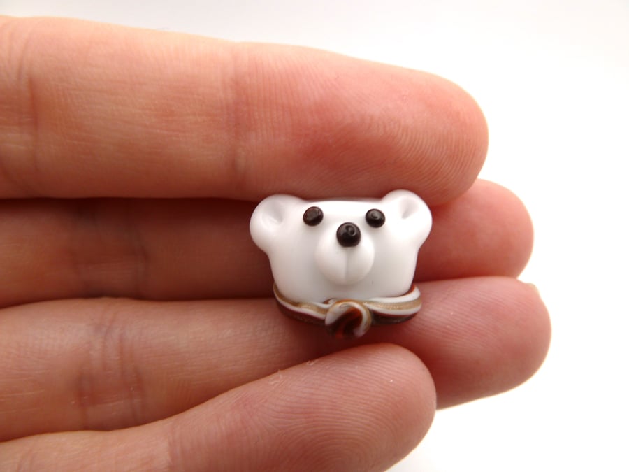 lampwork glass polar bear bead