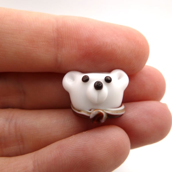 lampwork glass polar bear bead