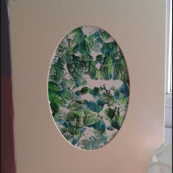 Green Scry original encaustic Art Painting