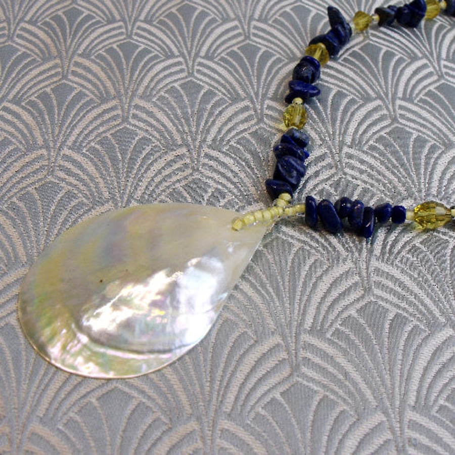 Beautiful Semi-Precious Stone Necklace, Lapis Lazuli Necklace SpSA1