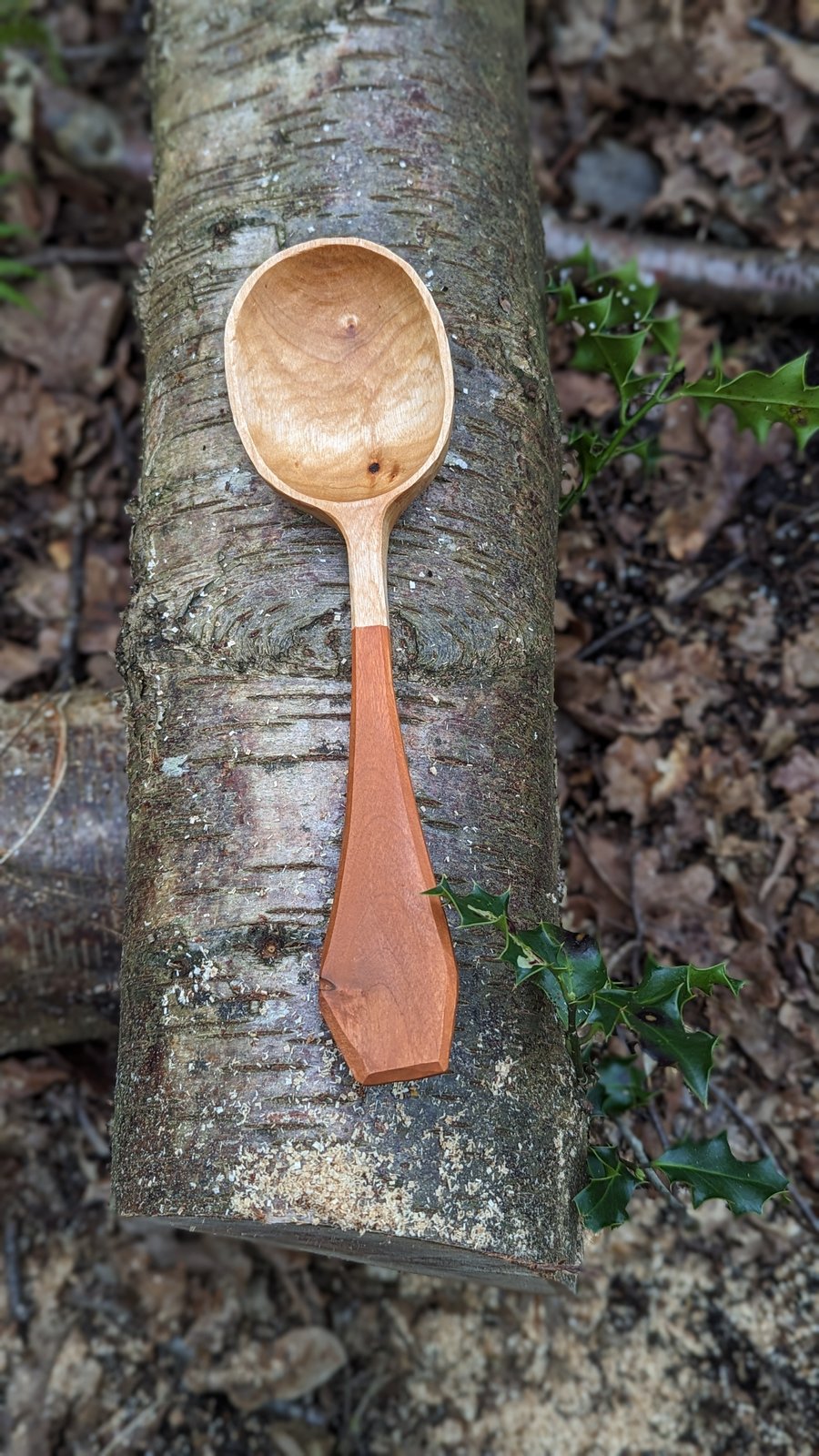 Serving Spoon - Orange Milk paint handle.